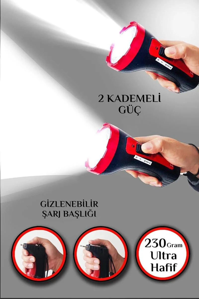 Şarjlı 10W Projektör Led El Feneri – Uzun Menzil 2 Mod Aydınlatmalı Güvenlik Feneri Fiyatı, Yorumları ve Özellikleri