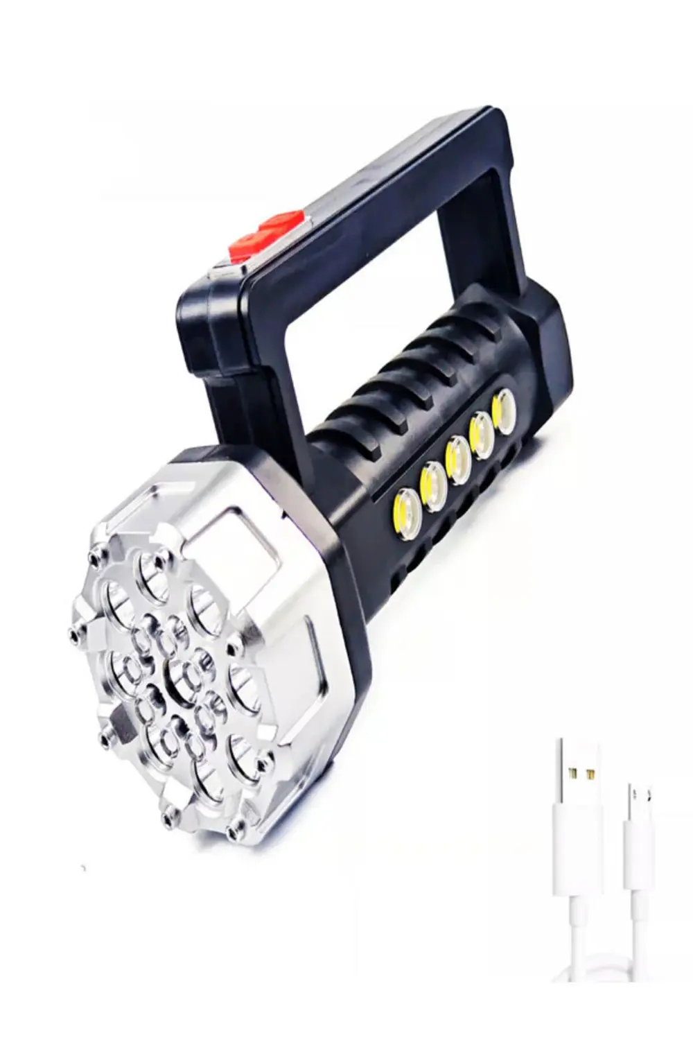 Şarjlı 17 Ledli Ultra Güçlü Profesyonel El Feneri Şarj Göstergeli