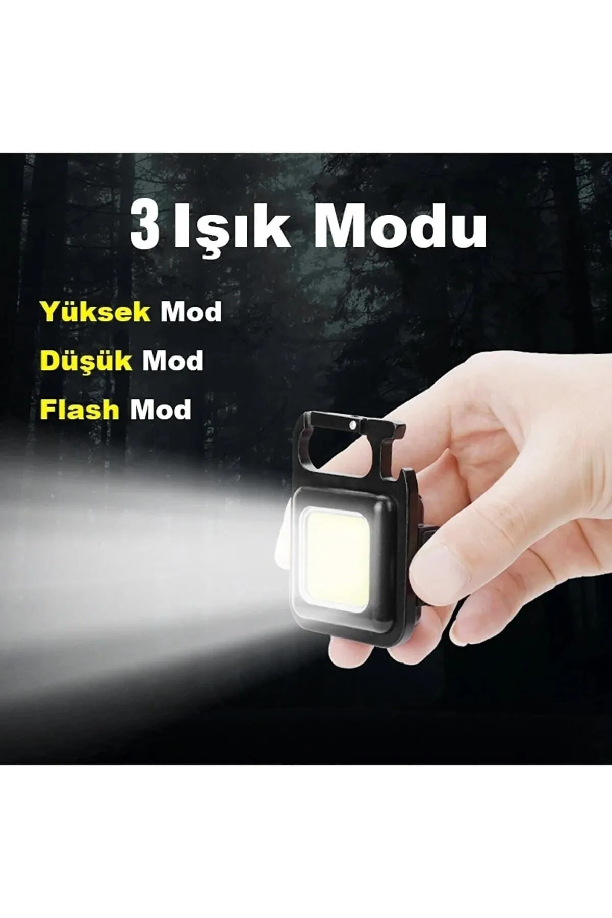ŞARJLI 3 MODLU 800 LÜMEN 6 WATT TİRBUŞONLU MIKNATISLI ANAHTARLIKL