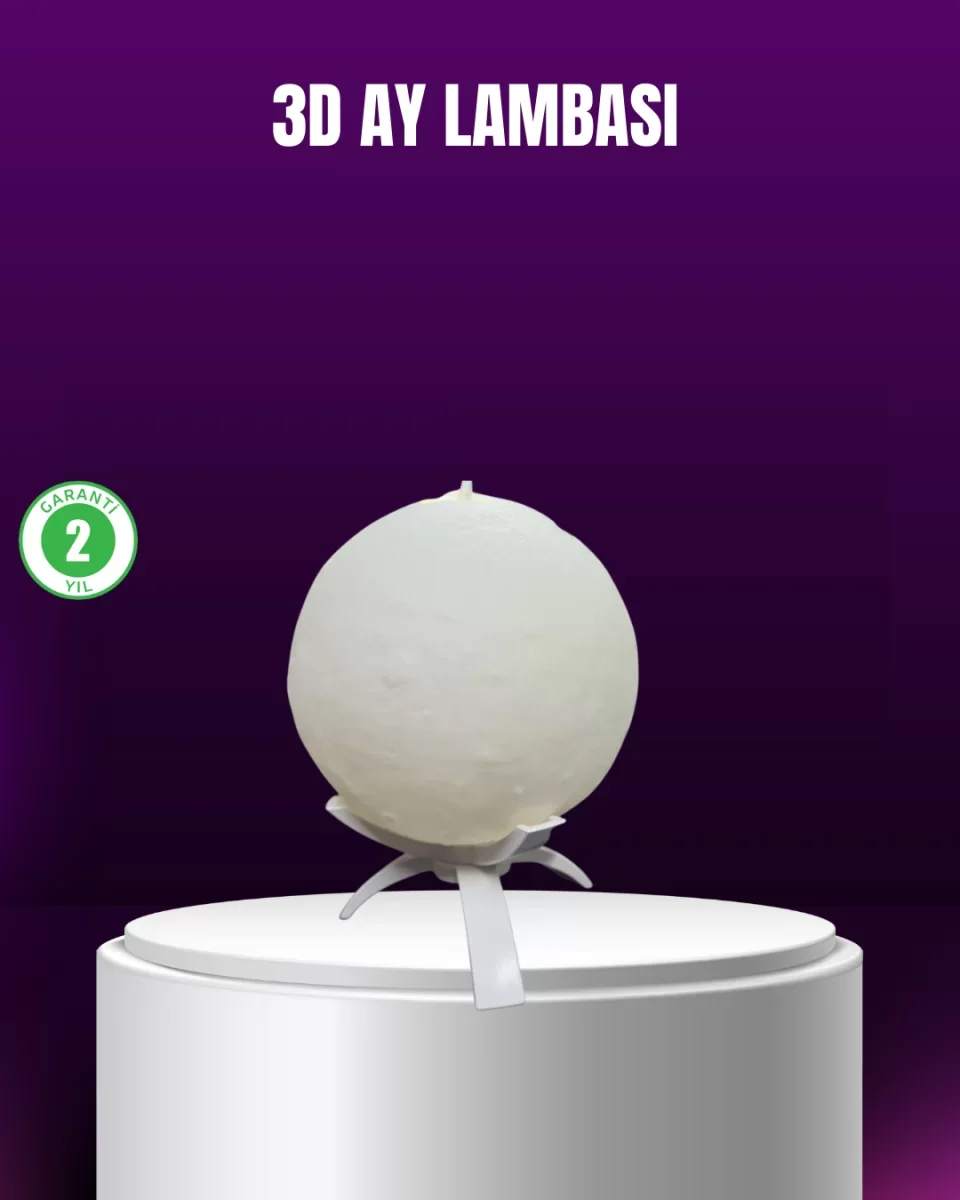 Şarjlı 3D Baskılı 16 Renk Ay Lambası  Stand - Lisinya