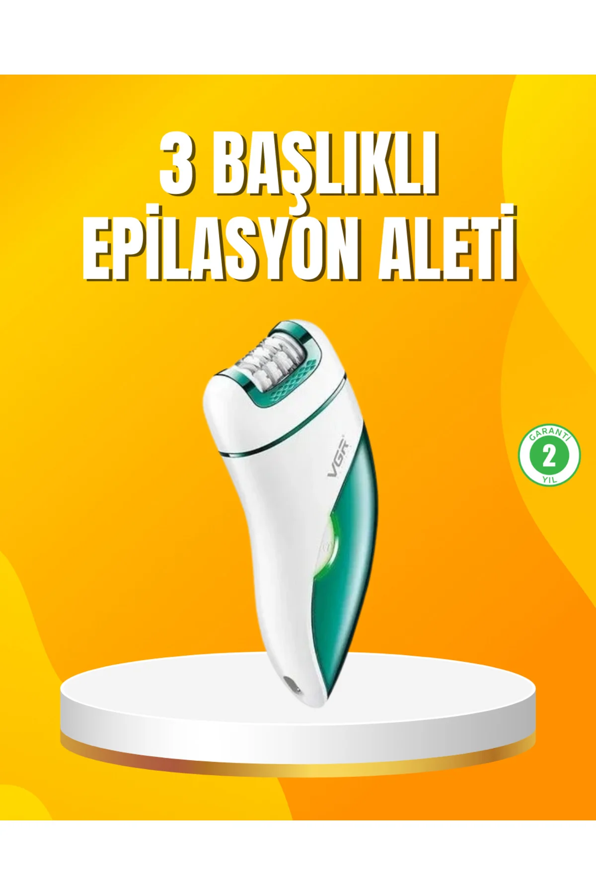 Şarjlı 3’ü 1 Arada VGR Epilatör LED Işıklı Suya Dayanıklı Hassas 