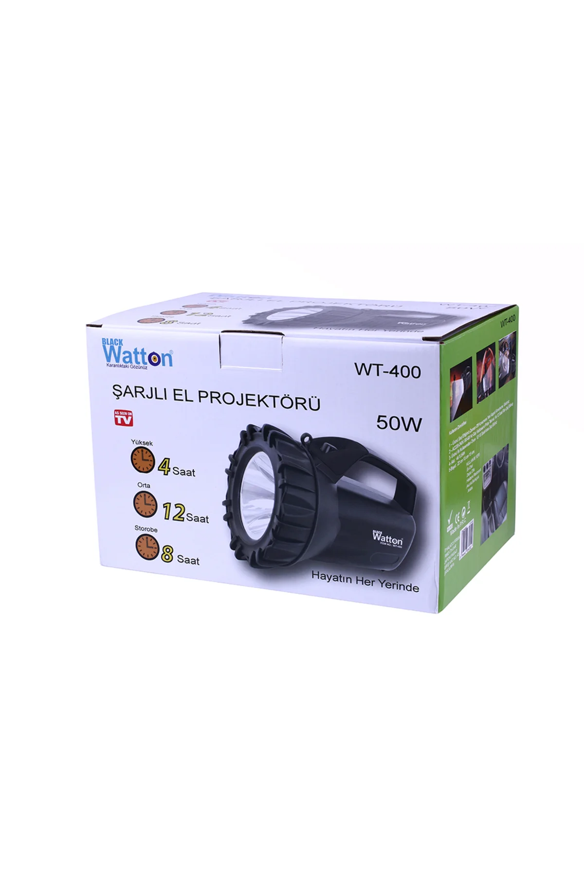 Şarjlı 50 W Büyük Fener Watton Wt-400 Siyah