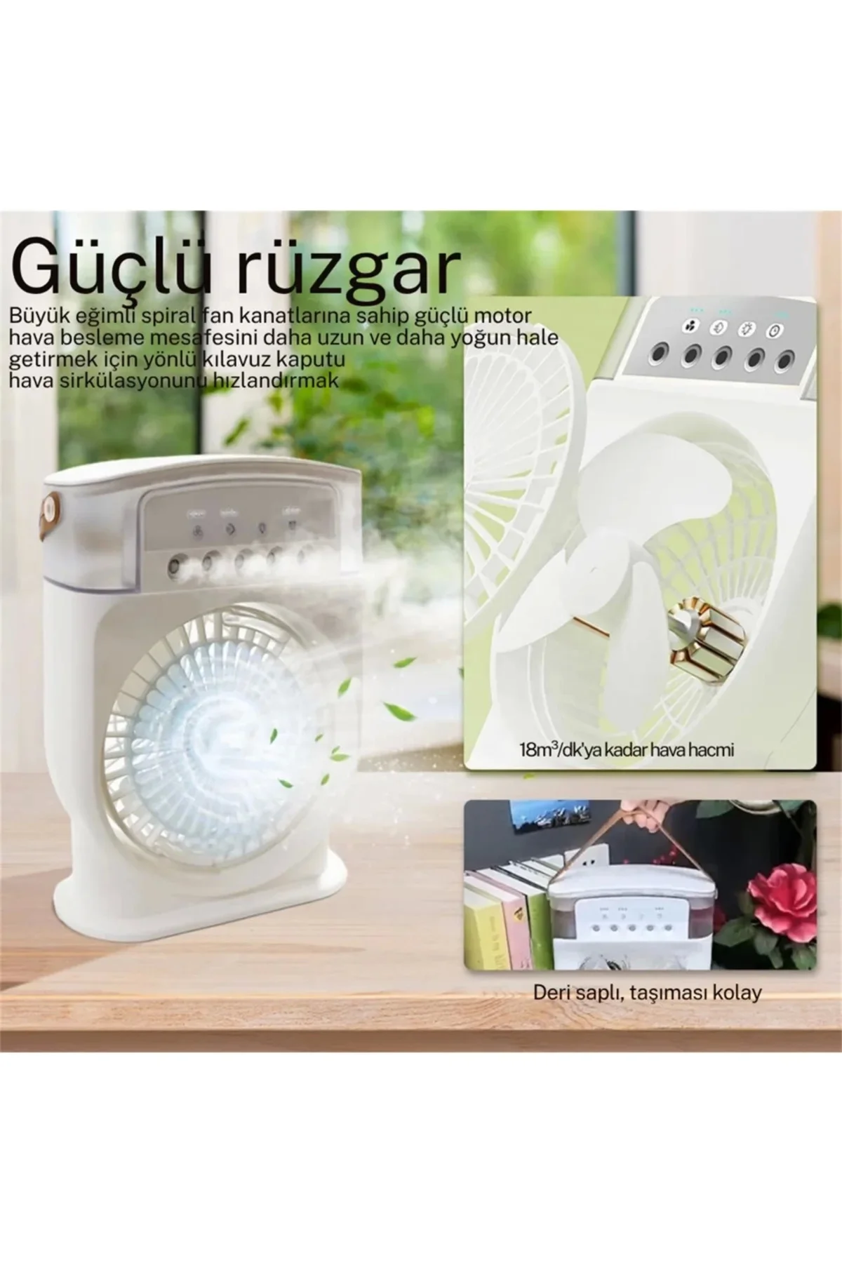 Şarjlı 600 Ml Su Hazneli Taşınabilir Masaüstü Vanilatör Güçlü Fan