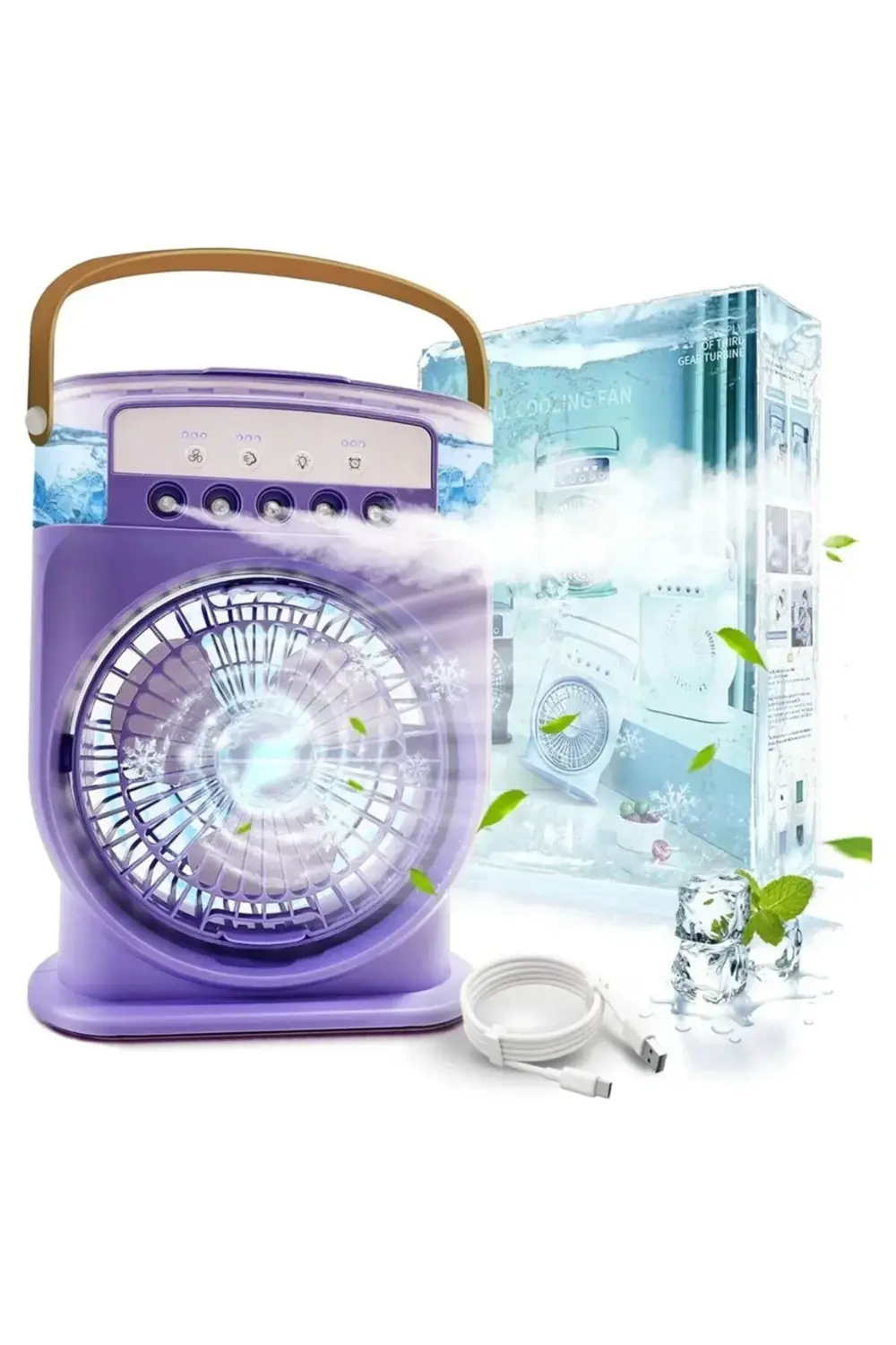 Şarjlı 600 Ml Su Hazneli Taşınabilir Masaüstü Vanilatör Güçlü Fan
