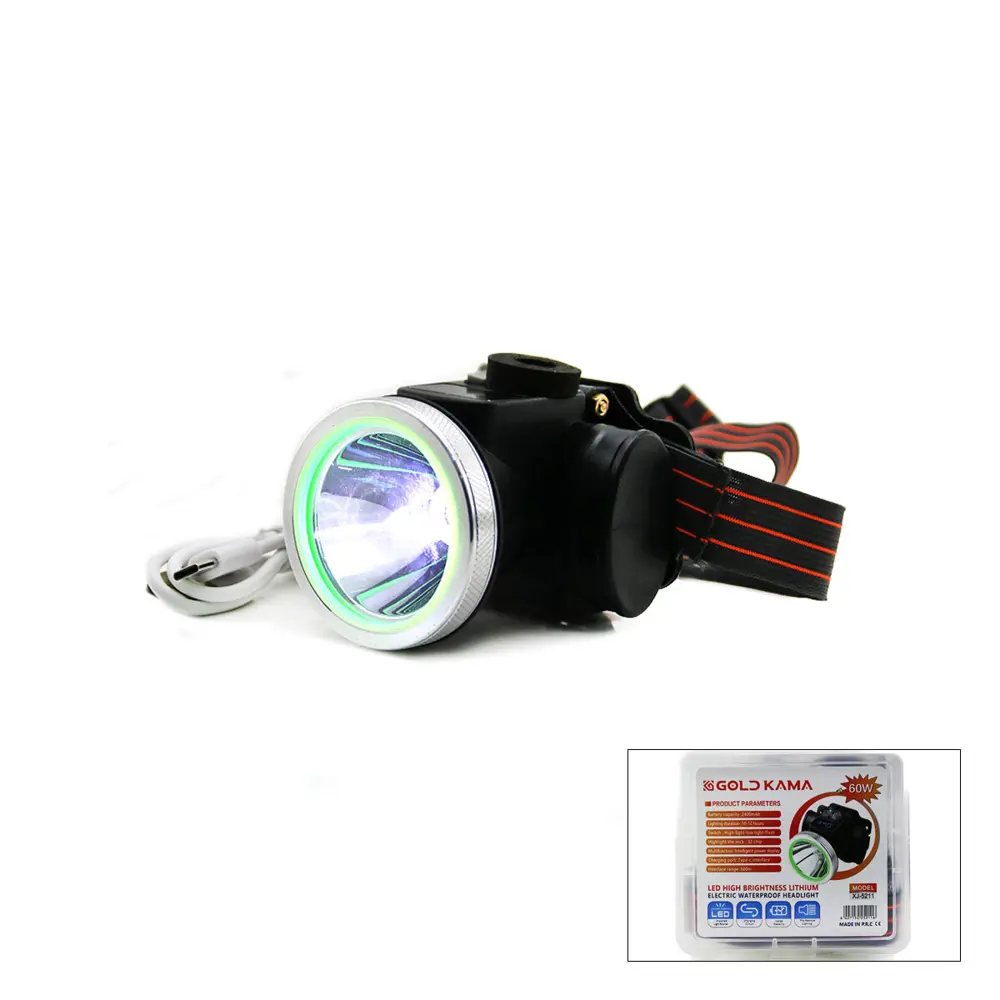 ŞARJLI 60W KAFA LAMBASI FENER USB - TYPE-C DİJİTAL 3-KADEME IŞIK 