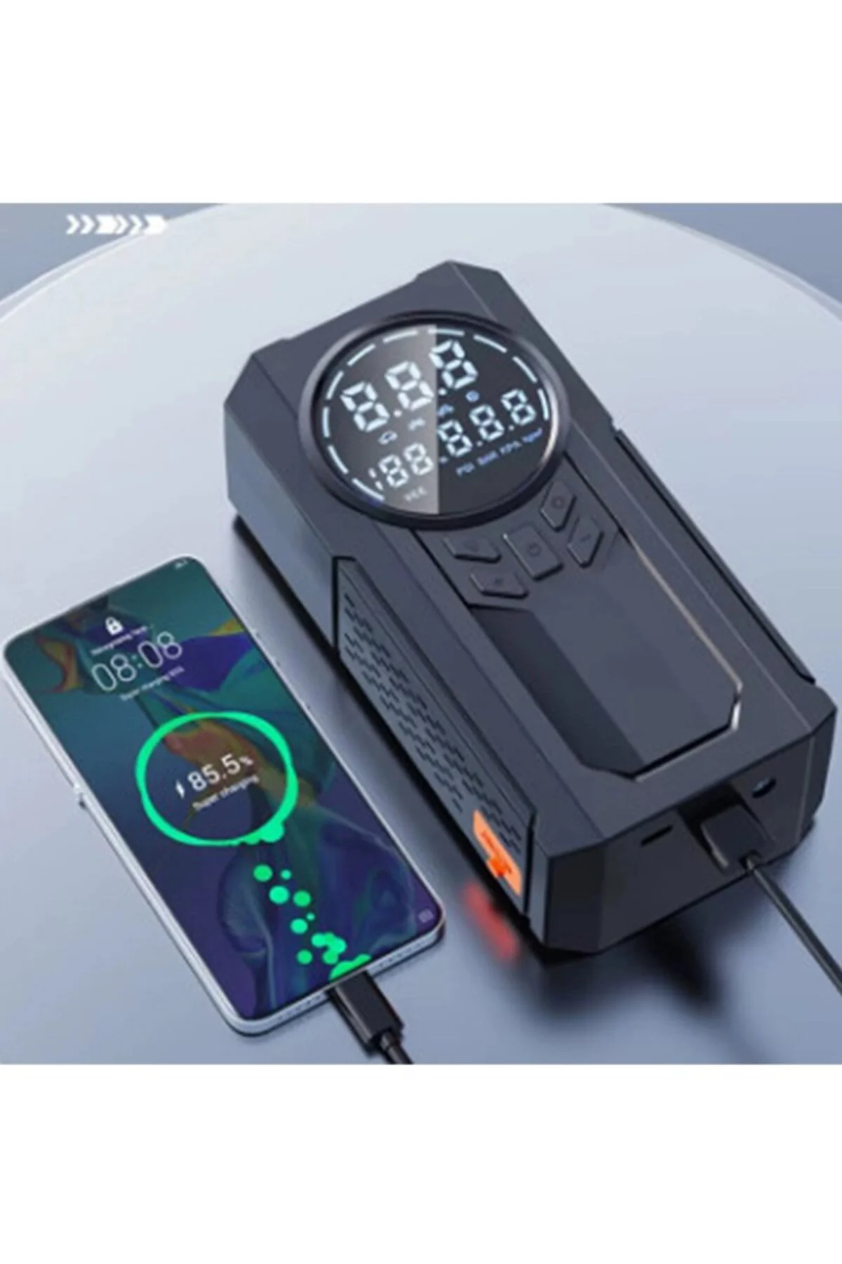 Şarjlı 8.000 Mah Taşınabilir Çanta Araç Akü Şarj Takviyeli Işıklı