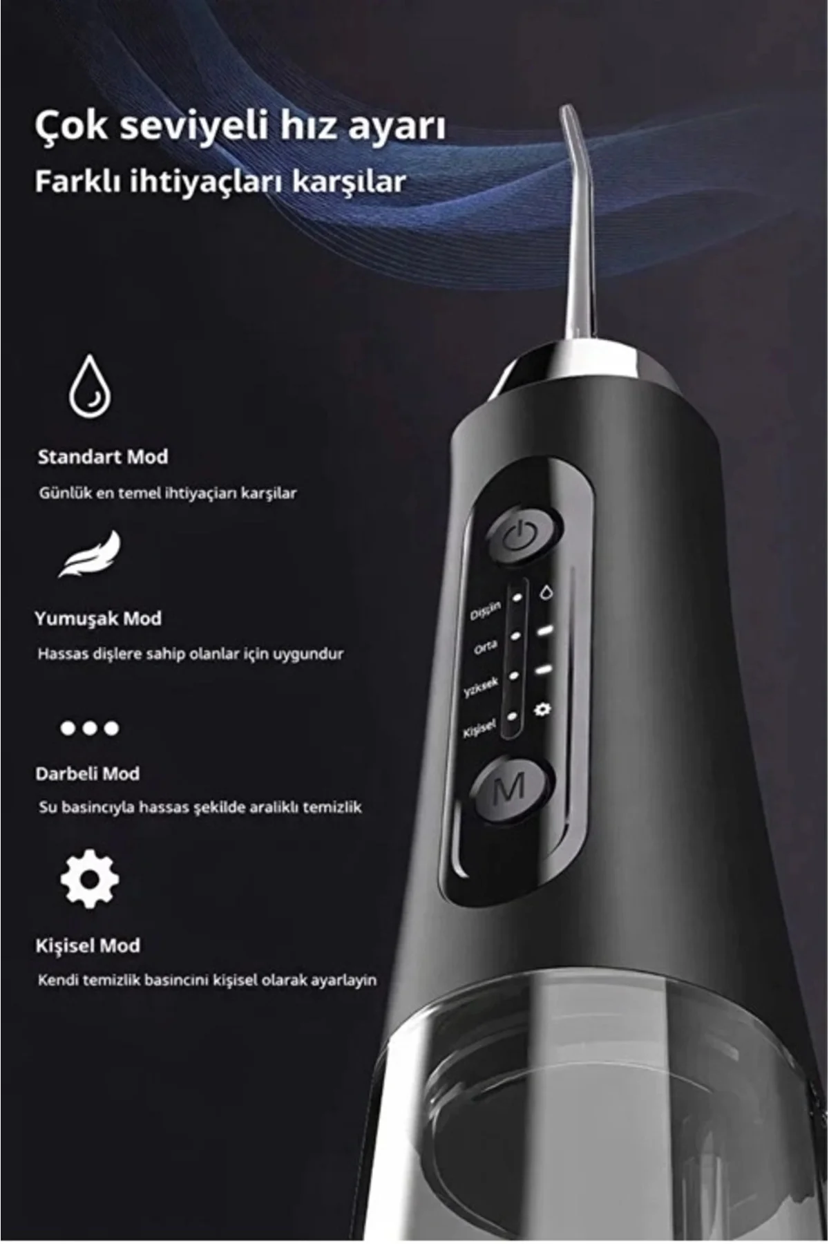 Şarjlı Ağız Duşu Diş Bakım Cihazı 4 Modlu Diş Arası Temizleyici 320Ml 5 Başlıklı 1500 Mah Kablosuz Şarjlı Ağız Duşu Diş Bakım Cihazı 4 Modlu Diş Arası Temizleyici 320Ml 5 Başlıklı 1500 Mah Kablosuz - Görsel 3