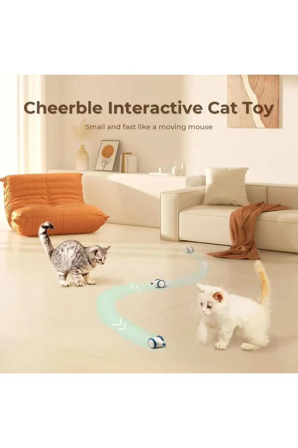 Şarjlı Akıllı İneraktif Kedi Fare Oyuncağı Mavi 6X5X3,6 Cm