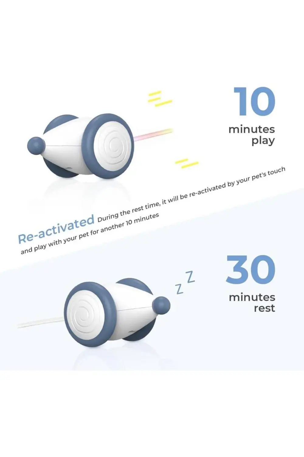 Şarjlı Akıllı İneraktif Kedi Fare Oyuncağı Mavi 6X5X3,6 Cm