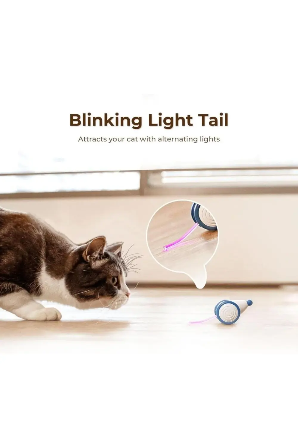 Şarjlı Akıllı İneraktif Kedi Fare Oyuncağı Mavi 6X5X3,6 Cm