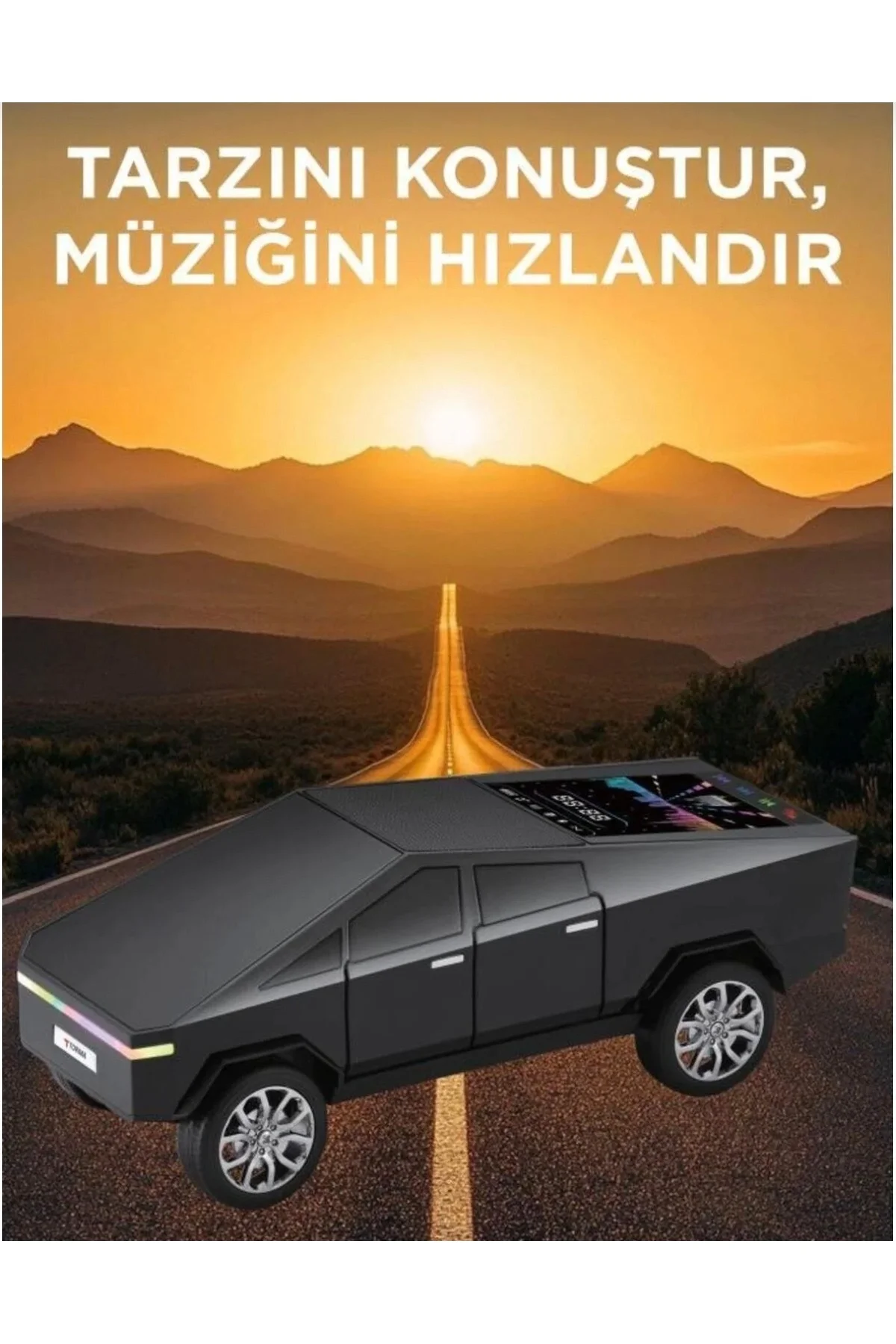 Şarjlı araba tasarımlı siyah Bluetooth hoparlör 15W FM radyo SD kart USB destekli