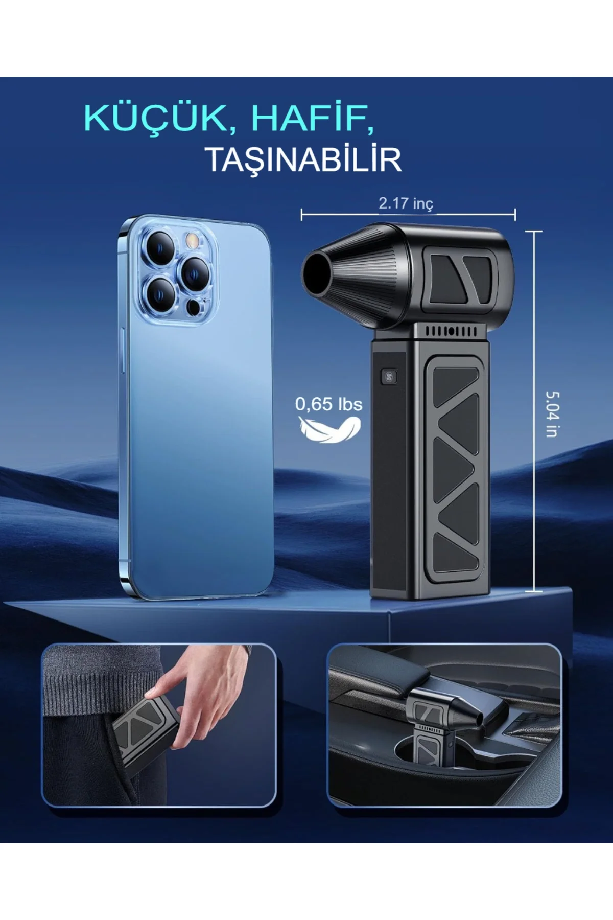 Şarjlı araç kurutma cihazı siyah 2501-3000 watt 9000 PA 2 yıl garantili - Yok Hepa Filtre