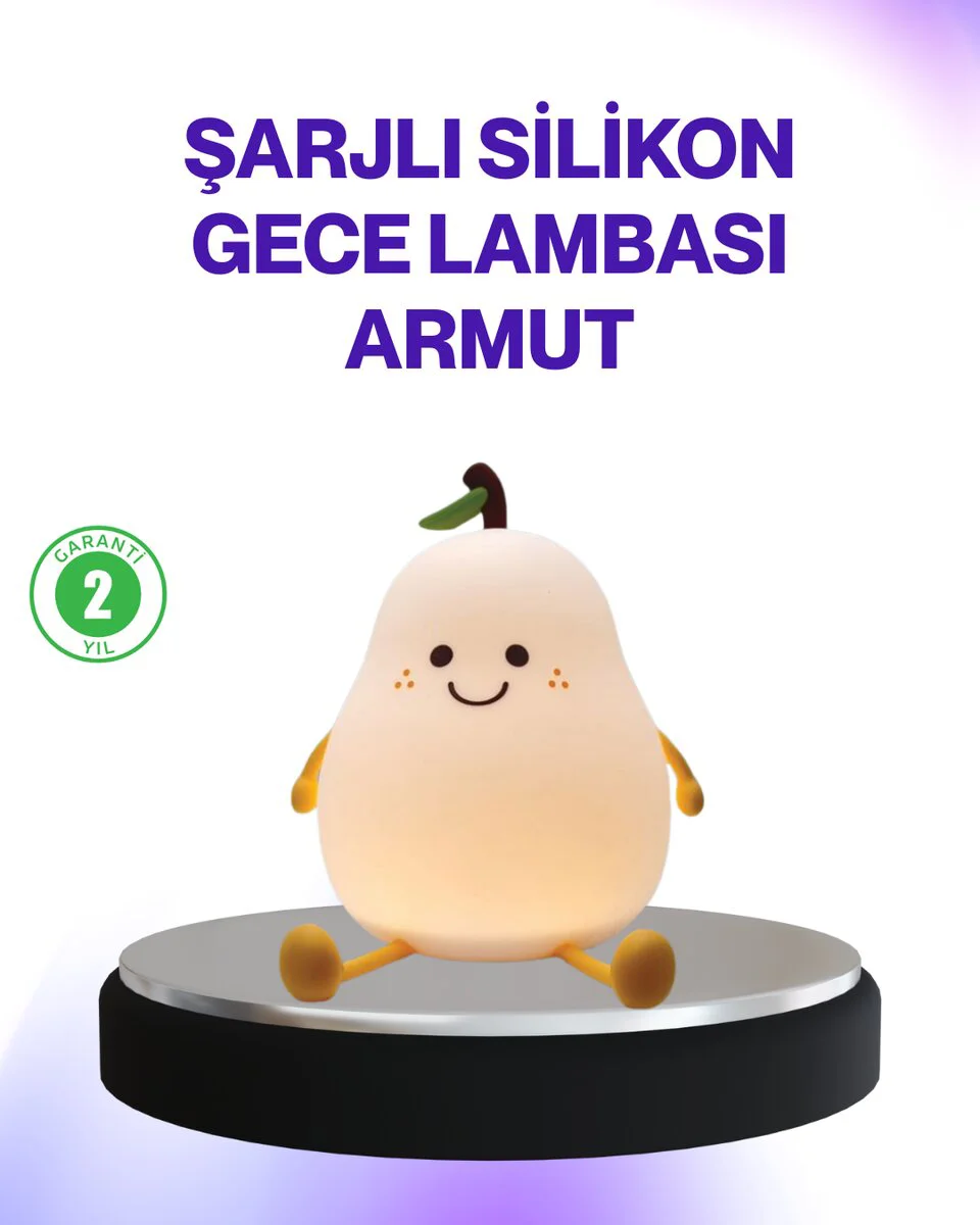 Şarjlı Armut Masa Lambası | Renk Değiştiren LED Gece Işığı - Kablosuz ve Modern