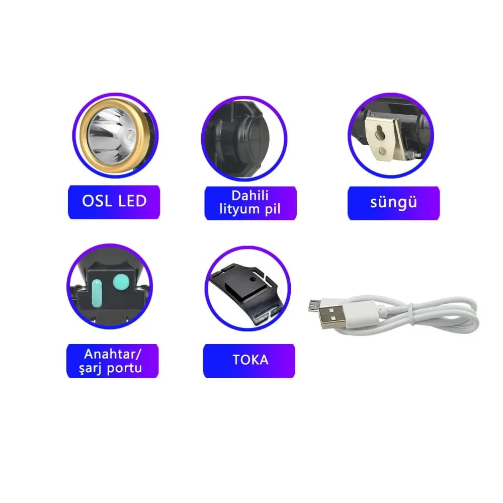 Şarjlı Baret Lambası Osl Led Wt-065 Şarjlı Baret Lambası Osl Led Wt-065