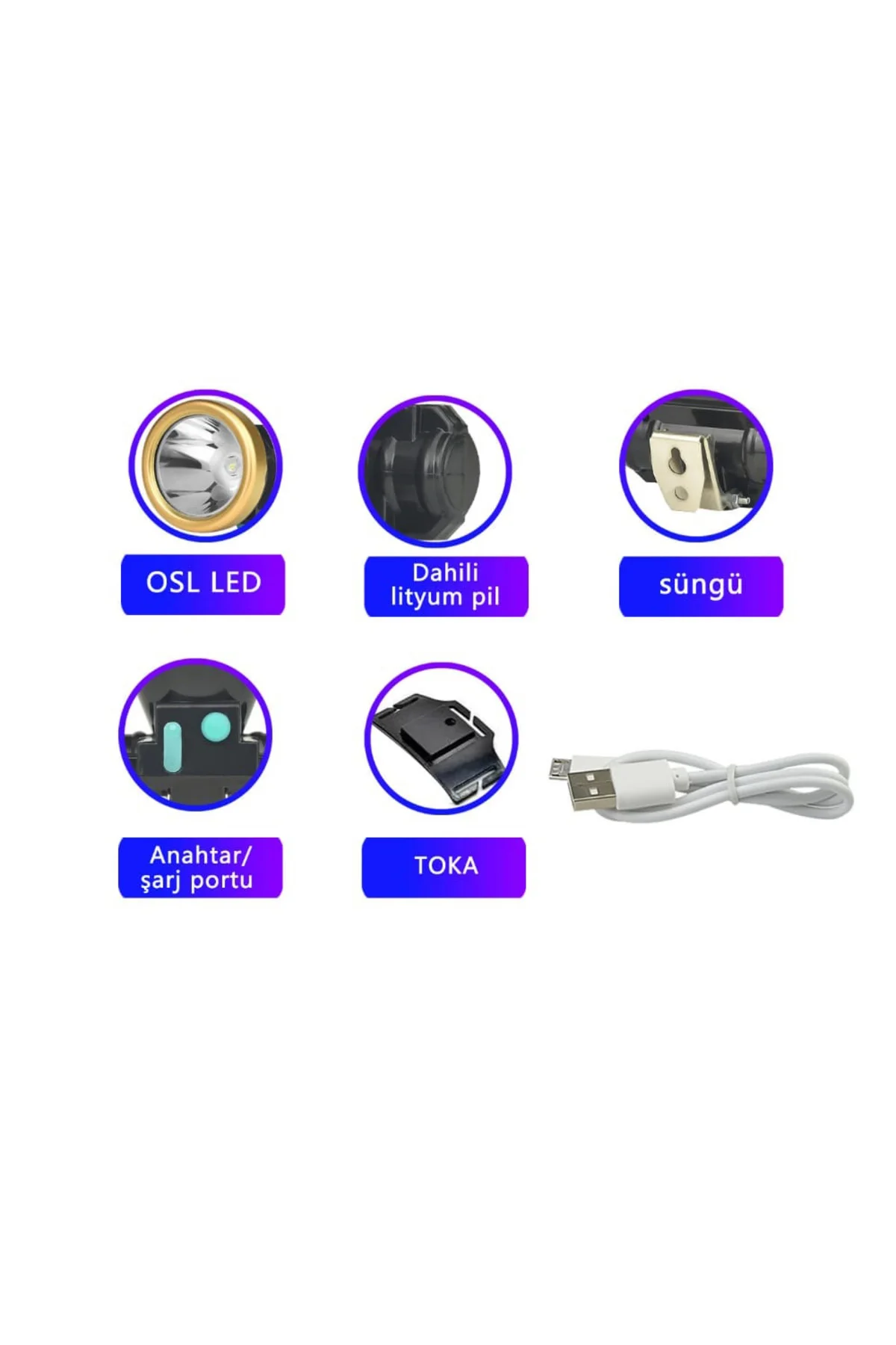 ŞARJLI BARET LAMBASI OSL LED WATTON WT-065 Siyah