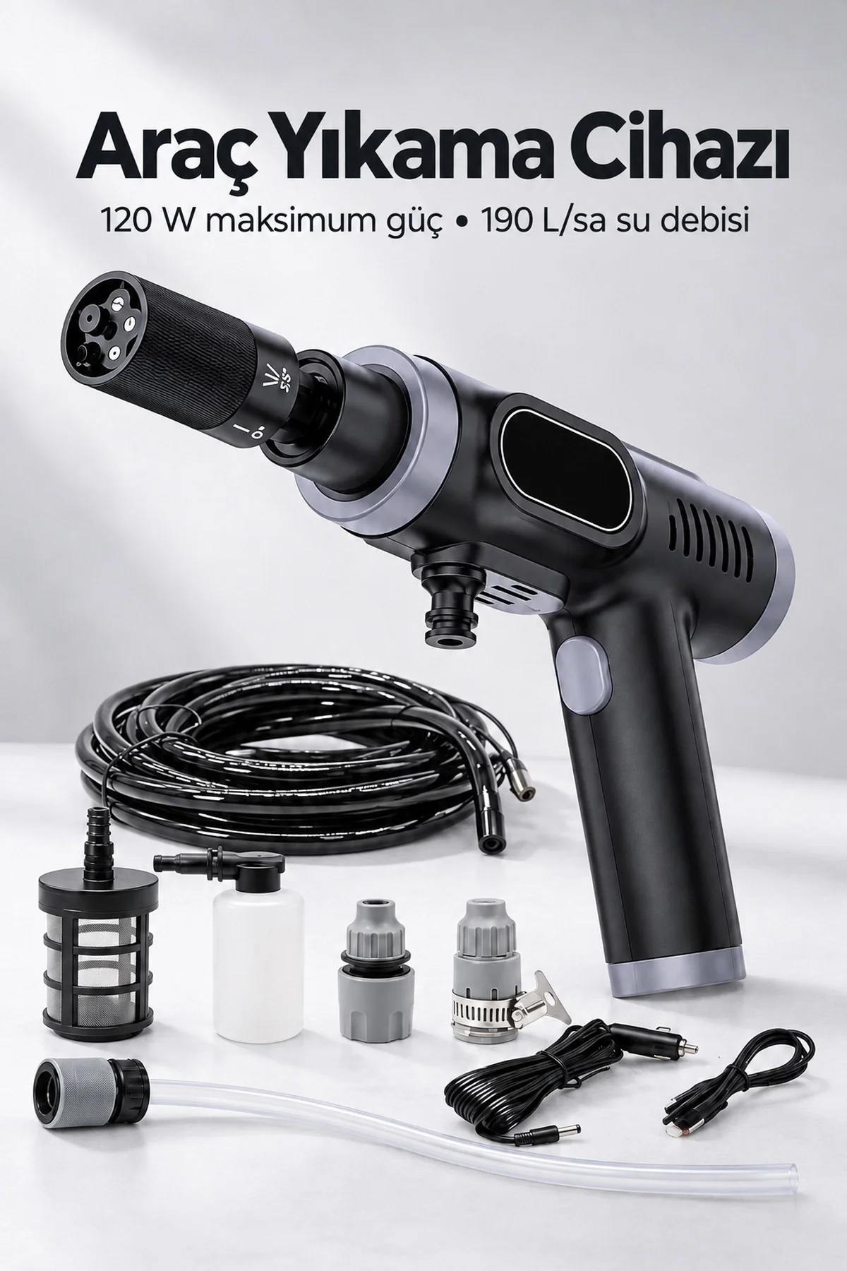 Şarjlı Basınçlı Oto Yıkama Makinesi Taşınabilir Çantalı Set - Görsel 2
