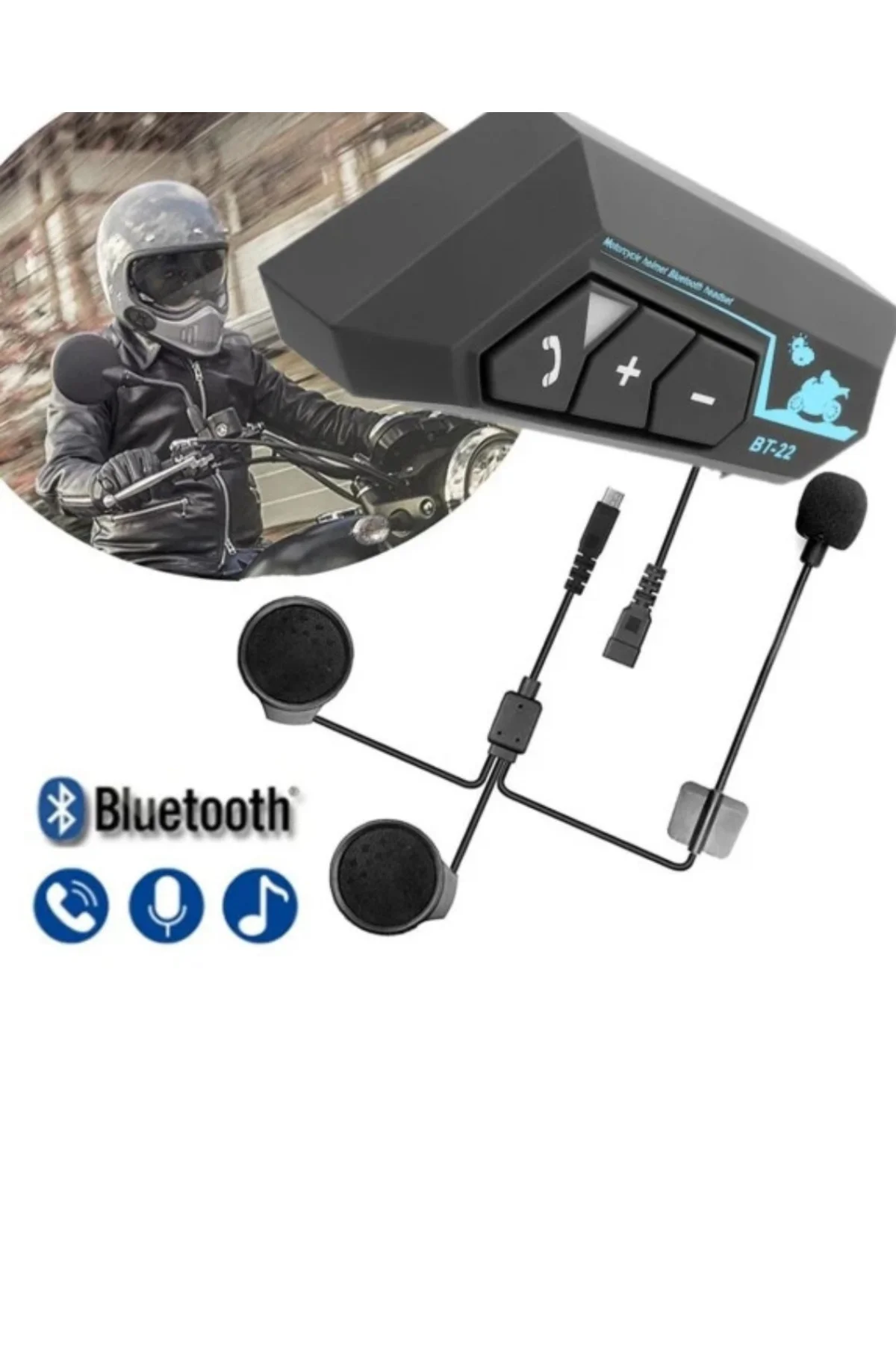 Şarjlı Bluetooth Kask Kulaklığı Navigasyon ve Müzik Destekli