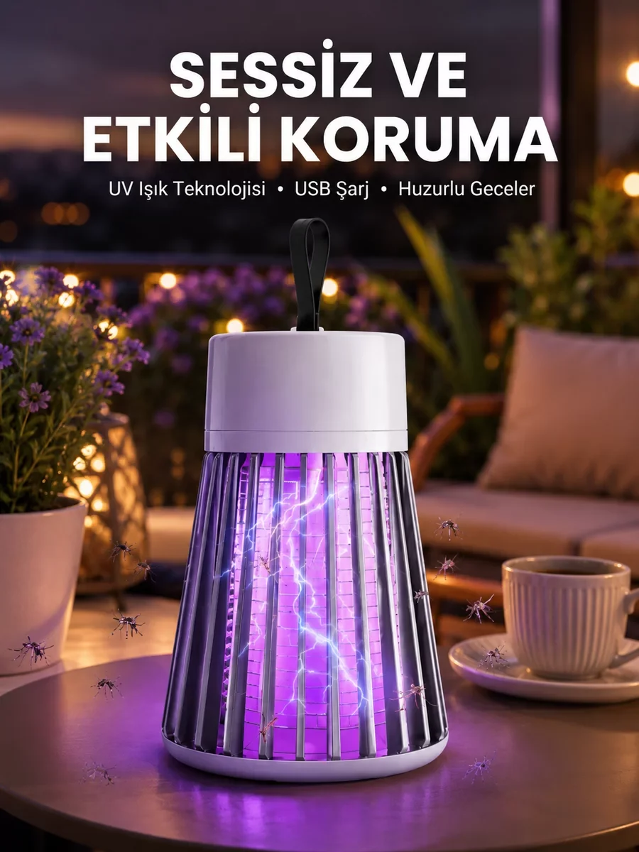 Şarjlı Böcek Kovucu Lamba - 360° Kapsamlı Koruma ve Uzun Ömürlü Batarya