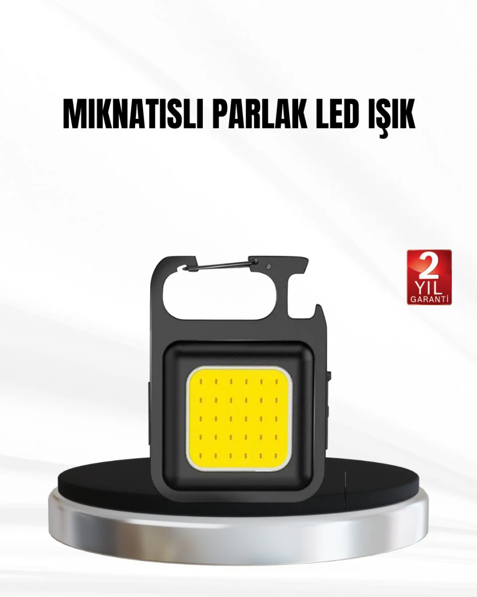 Şarjlı COB LED Anahtarlık Fener – 4 Modlu Manyetik ve Katlanabili