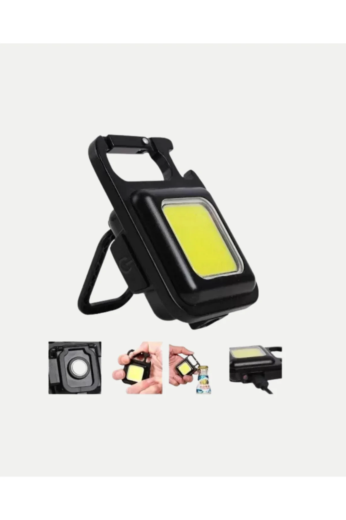 Şarjlı COB LED Anahtarlık Fener – 4 Modlu, Manyetik ve Katlanabil