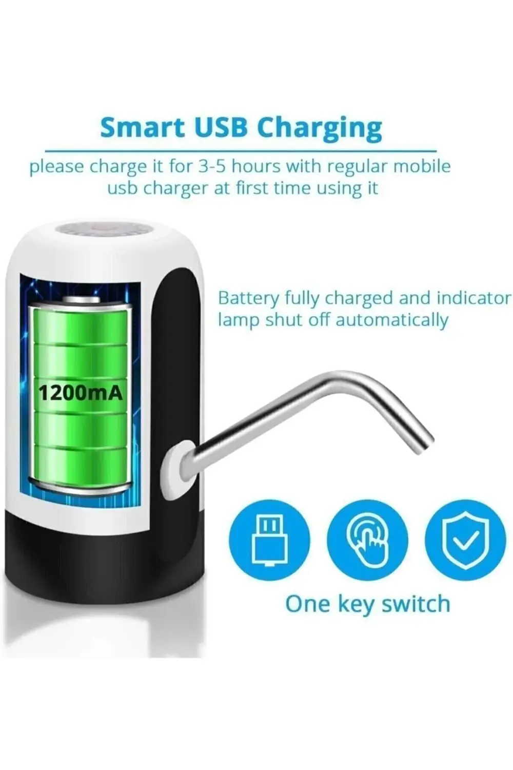 Şarjlı Damacana Su Pompası Cam Ve Plastik Damacanalara Uygun