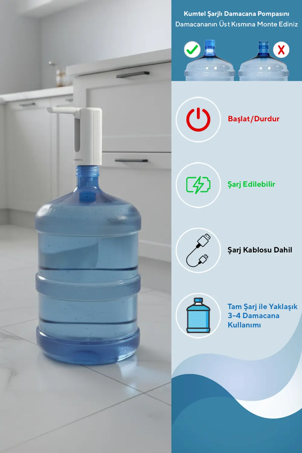 Şarjlı Damacana Su Pompası HSDSP-1200