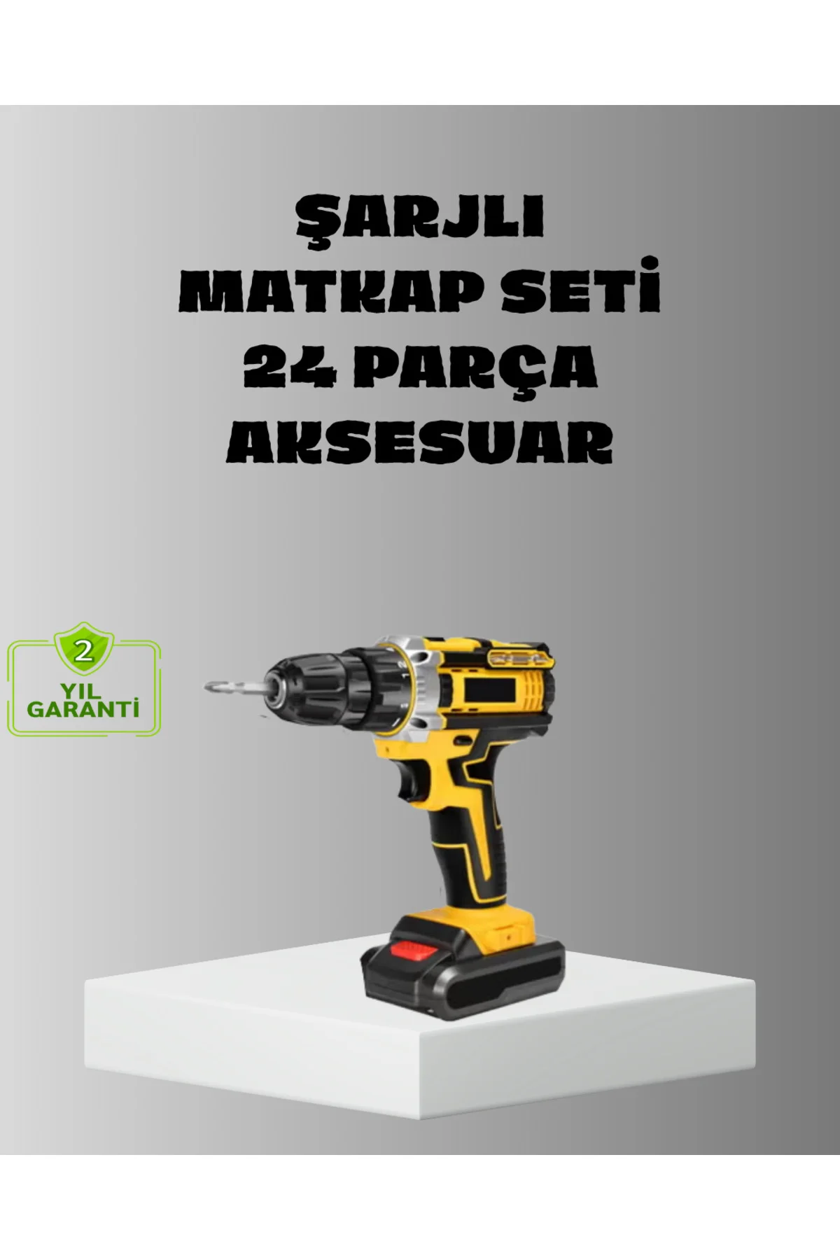 Şarjlı Darbeli Matkap Seti – 2 Bataryalı 24W Güç 24 Parça Aksesuar Led Işıklı