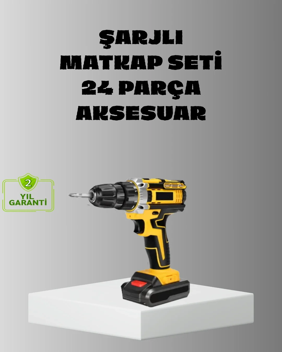 Şarjlı Darbeli Matkap Seti – 2 Bataryalı, 24W Güç, 24 Parça Aksesuar, LED Işıklı Şarjlı Darbeli Matkap Seti – 2 Bataryalı, 24W Güç, 24 Parça Aksesuar, LED Işıklı