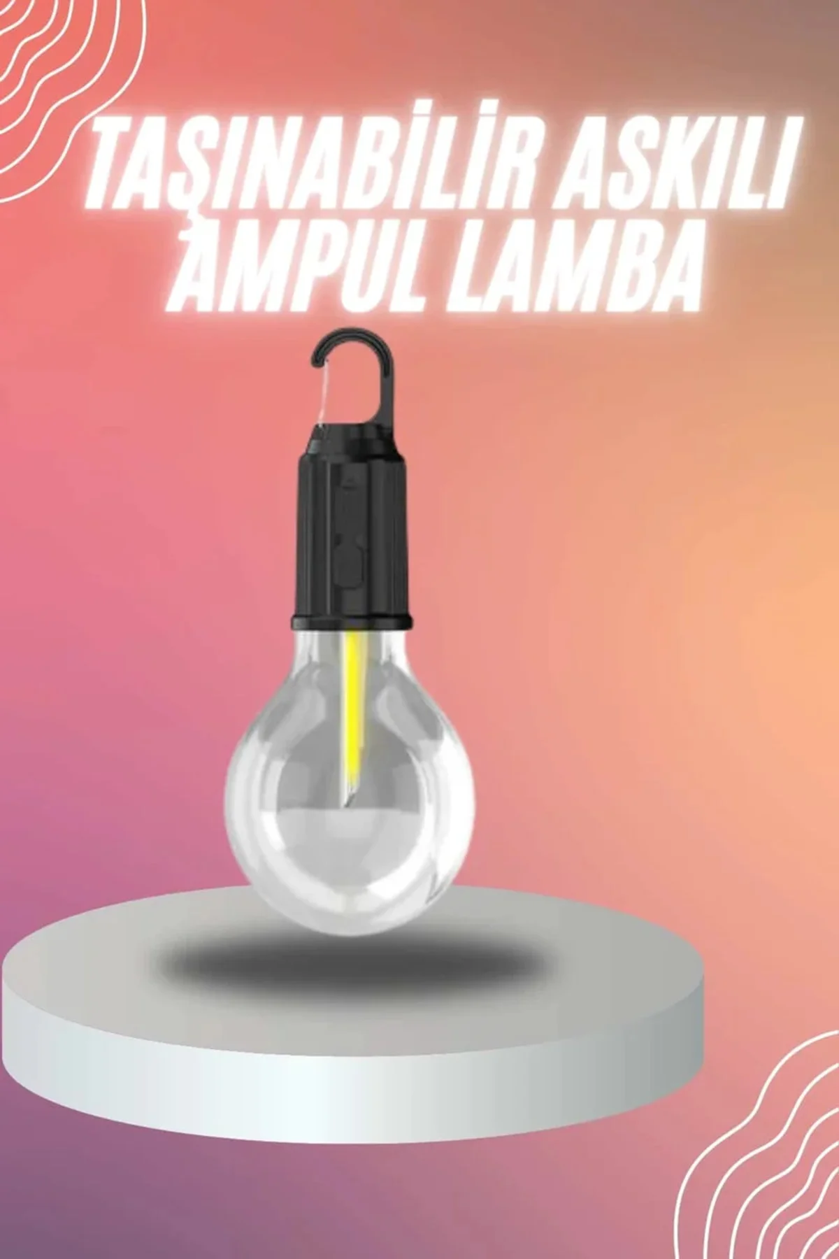 Şarjlı Dekoratif Kamp Lambası Askılı Ampul Led Işık Type-C Girişl