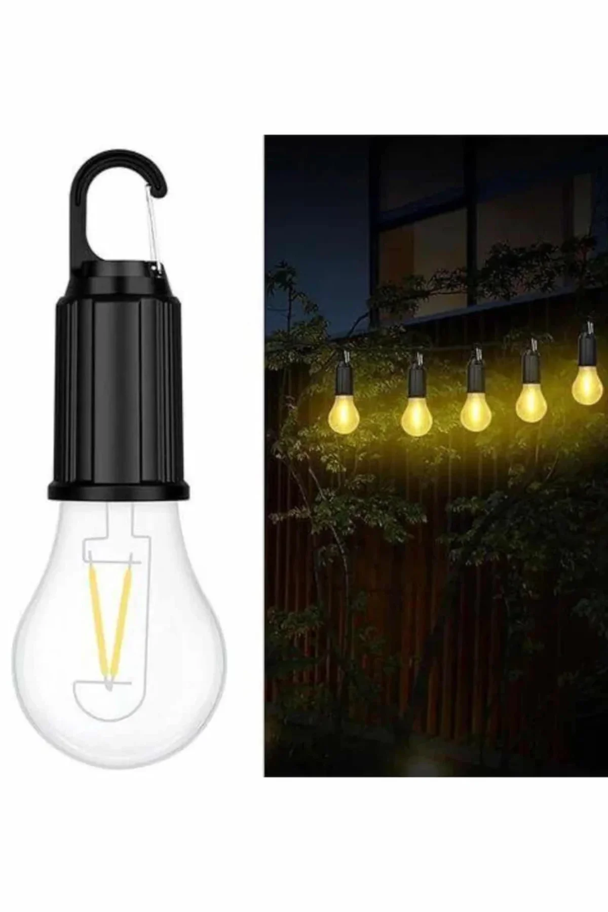 Şarjlı Dekoratif Kamp Lambası Askılı Ampul Led Işık Type-C Girişl