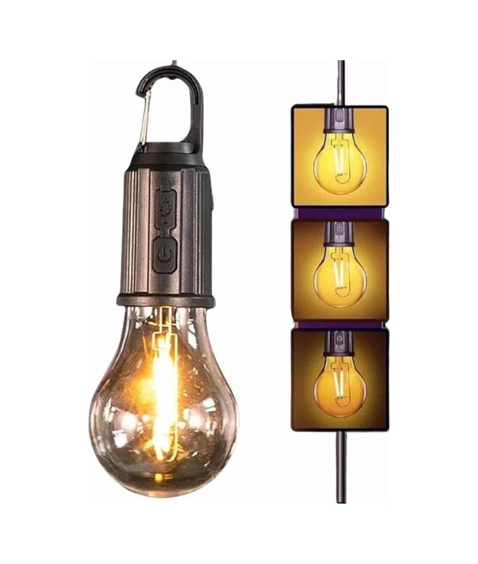 Şarjlı Dekoratif Kamp Lambası Askılı Ampul Led Işık Type-c Girişl