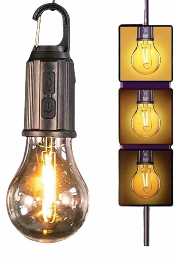 Şarjlı Dekoratif Kamp Lambası Askılı Ampul Led Işık Type-C Girişl
