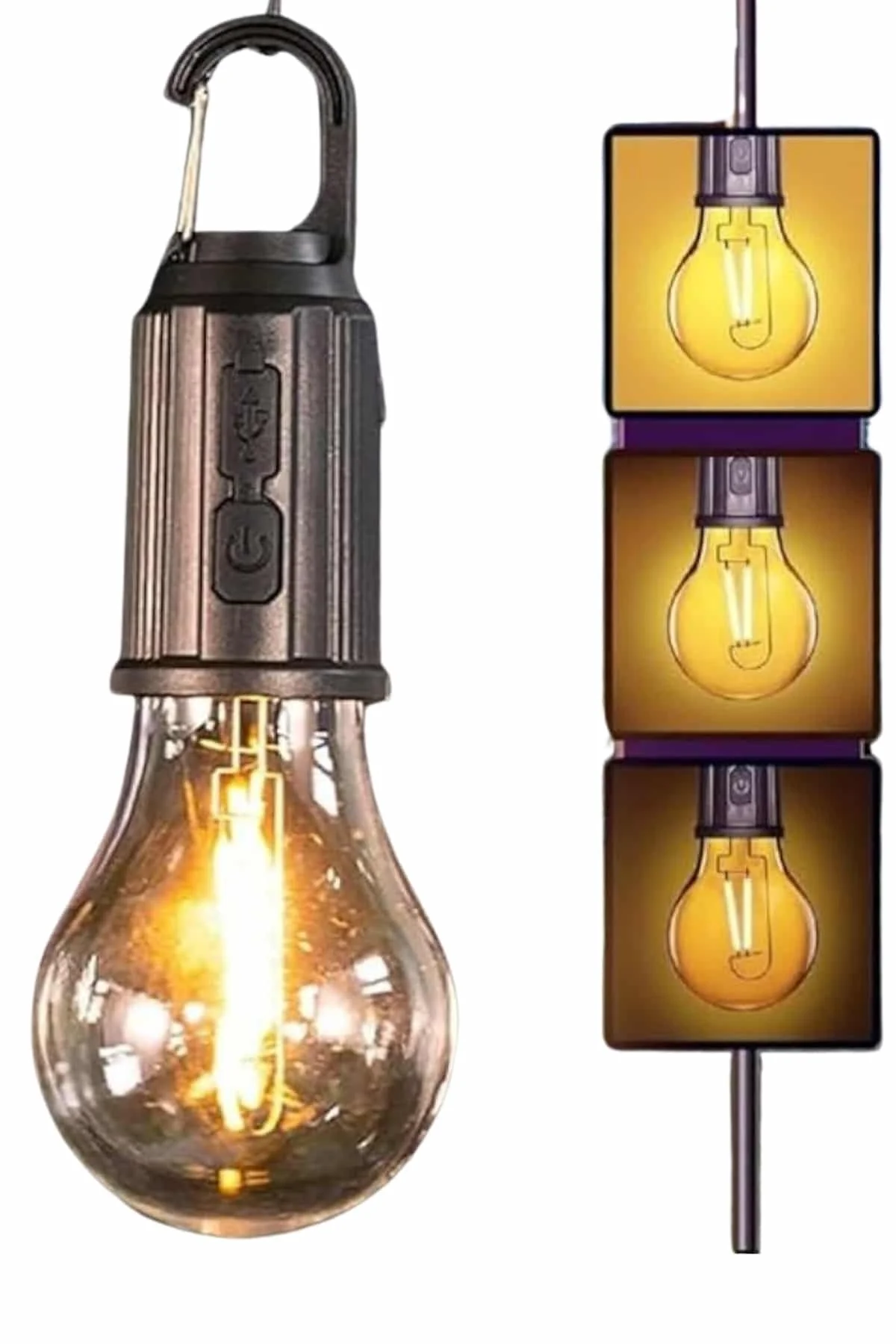 Şarjlı Dekoratif Kamp Lambası Askılı Ampul Led Işık Type-C Girişl