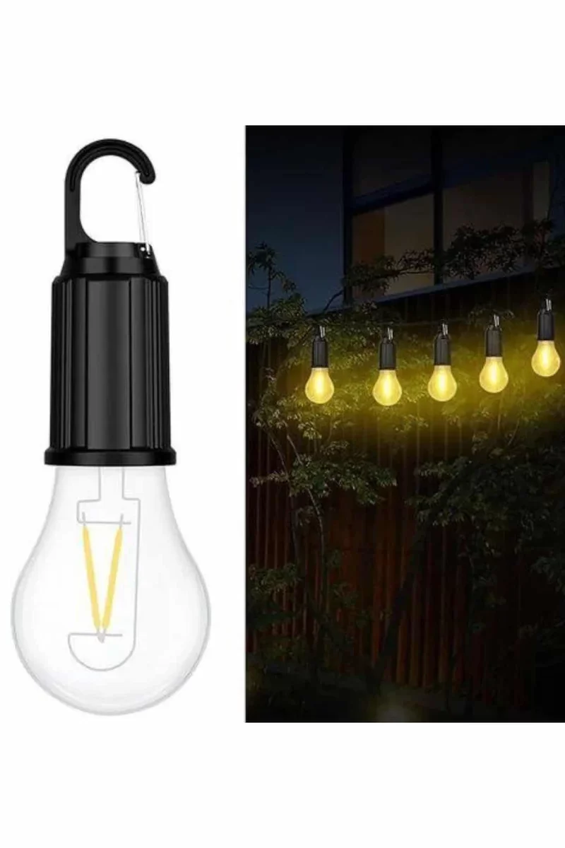 Şarjlı Dekoratif Kamp Lambası Askılı Ampul LED Işık Type-C Girişli - Pratik Aydınlatma Çözümü