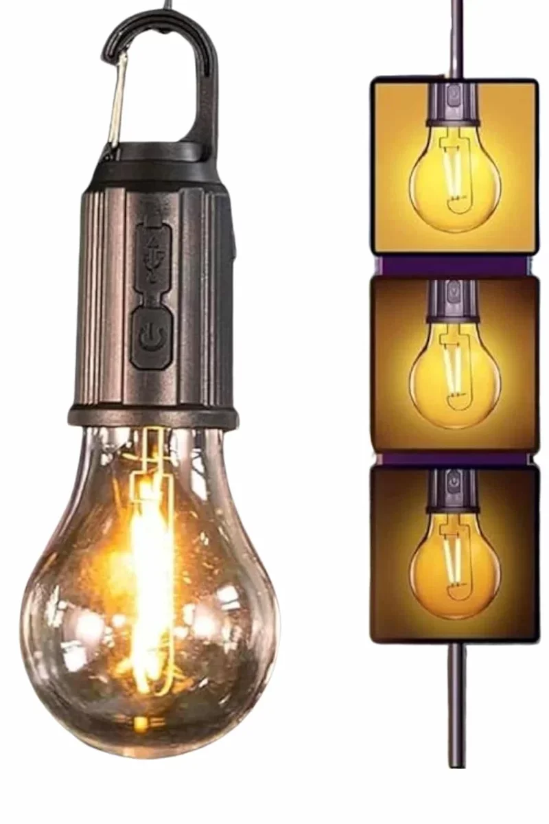 Şarjlı Dekoratif Kamp Lambası Askılı Ampul LED Işık Type-C Girişli - Pratik Aydınlatma Çözümü