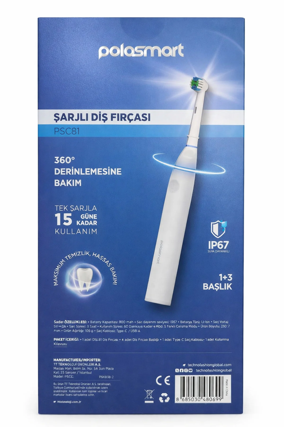 Şarjlı Diş Fırçası PSC81 Beyaz+ Hediye Şarjlı Diş Fırçası(PSC74-P