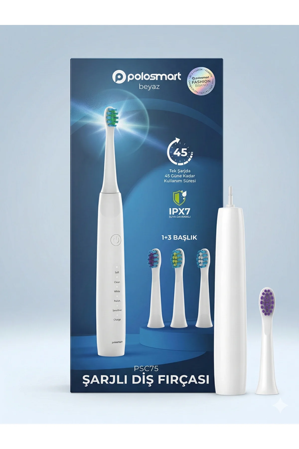 Şarjlı Diş Fırçası PSC83 Beyaz + Hediye Şarjlı Diş Fırçası(PSC74-PSC75)IPX7 Suya Dayanıklı Şarjlı Diş Fırçası PSC83 Beyaz + Hediye Şarjlı Diş Fırçası(PSC74-PSC75)IPX7 Suya Dayanıklı