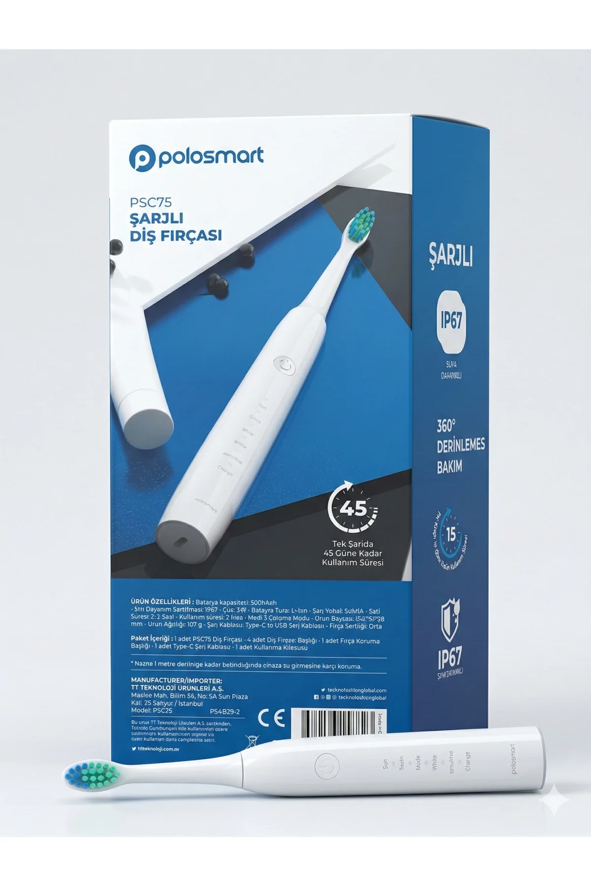 Şarjlı Diş Fırçası PSC81 Beyaz+ Hediye Şarjlı Diş Fırçası(PSC74-P