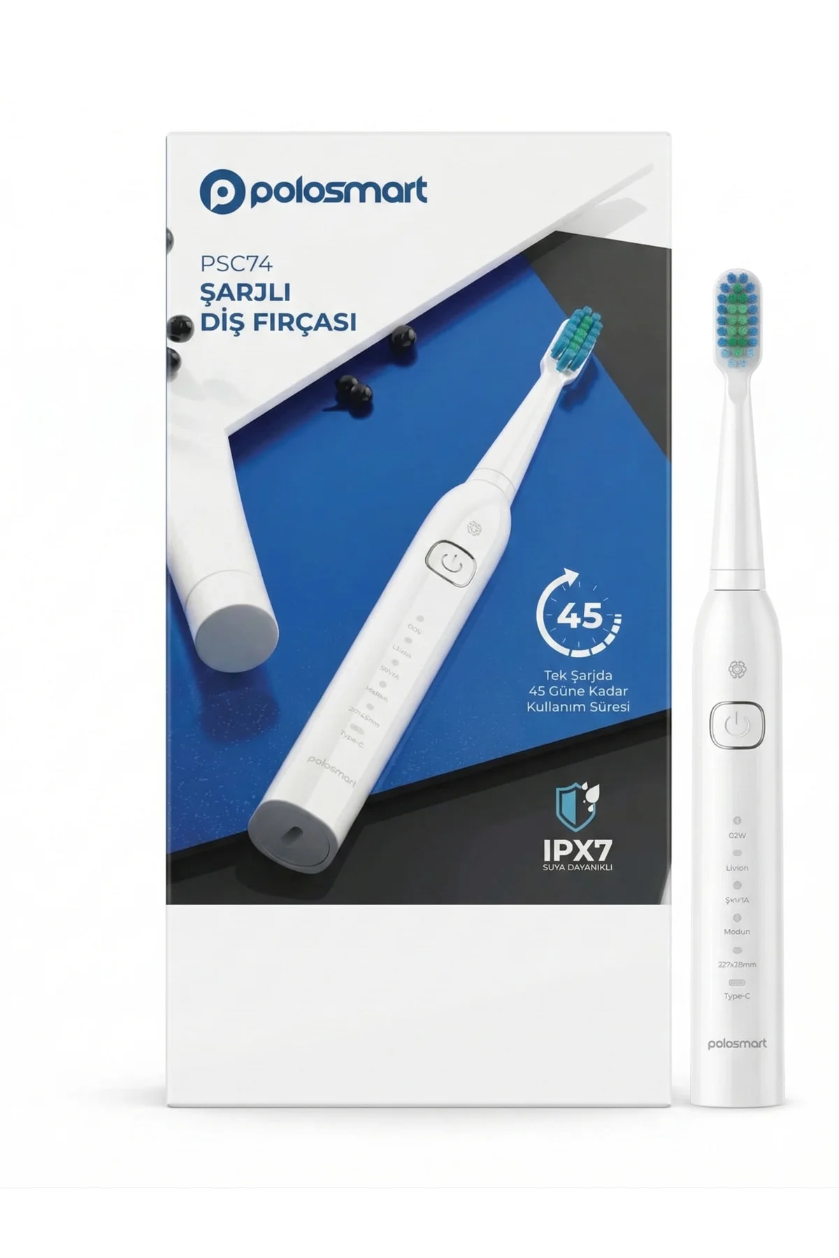 Şarjlı Diş Fırçası PSC83 Beyaz + Hediye Şarjlı Diş Fırçası(PSC74-PSC75)IPX7 Suya Dayanıklı Şarjlı Diş Fırçası PSC83 Beyaz + Hediye Şarjlı Diş Fırçası(PSC74-PSC75)IPX7 Suya Dayanıklı