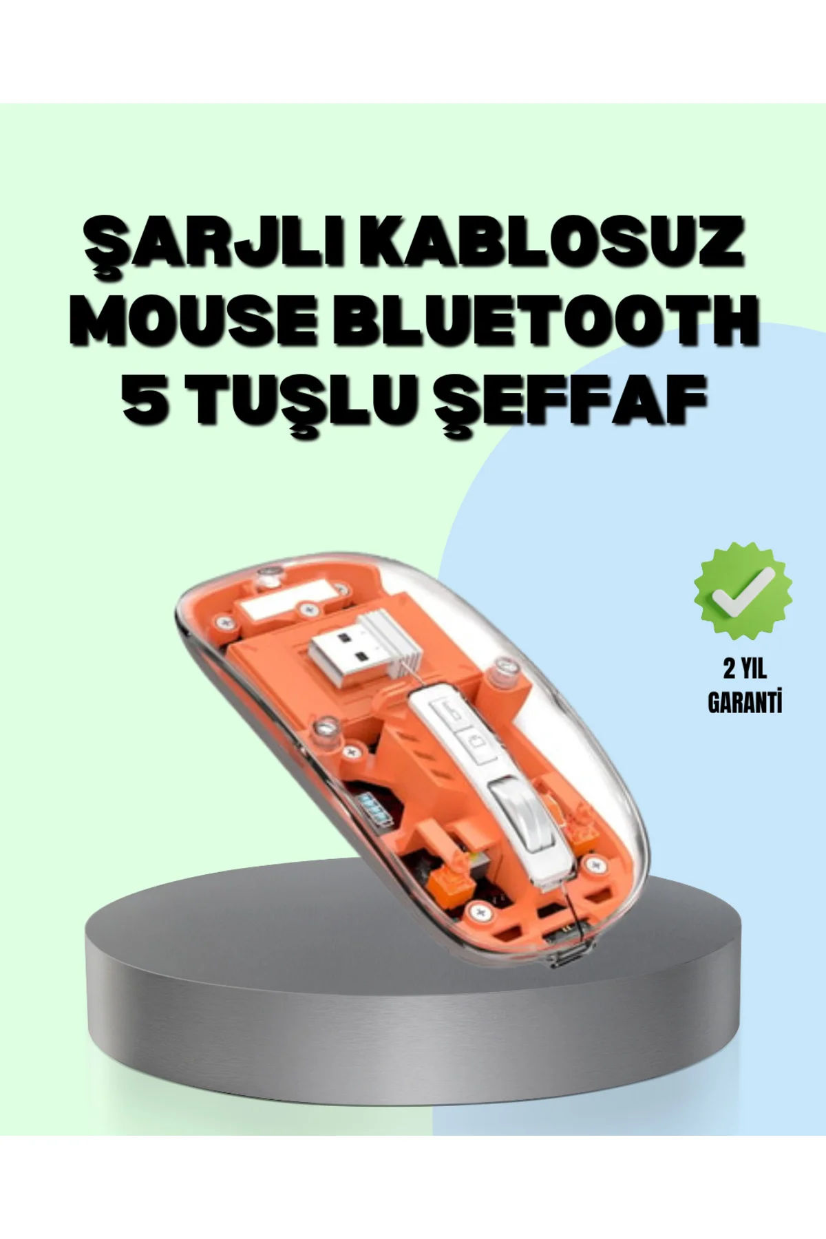 Şarjlı Ergonomik Fare – 1600 DPI, Sessiz Tıklama Özellikli