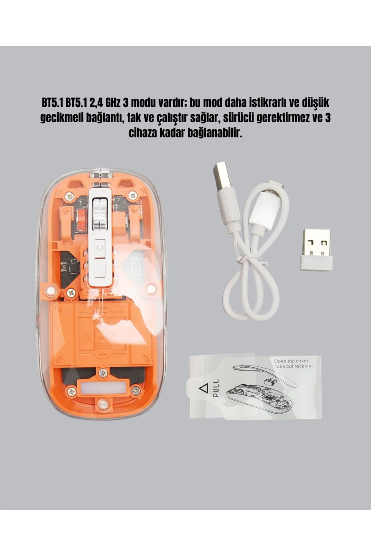 Şarjlı Ergonomik Fare – 1600 DPI, Sessiz Tıklama Özellikli