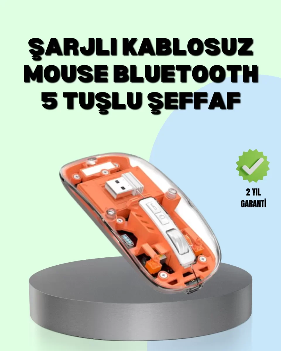 Şarjlı Ergonomik Fare – 1600 DPI, Sessiz Tıklama Özellikli - Lisinya