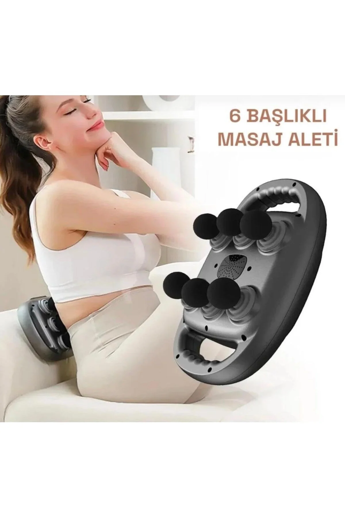 Şarjlı Geliştirilmiş 6 Başlıklı Fonksiyonlu Masaj Aleti 2000 mAh 
