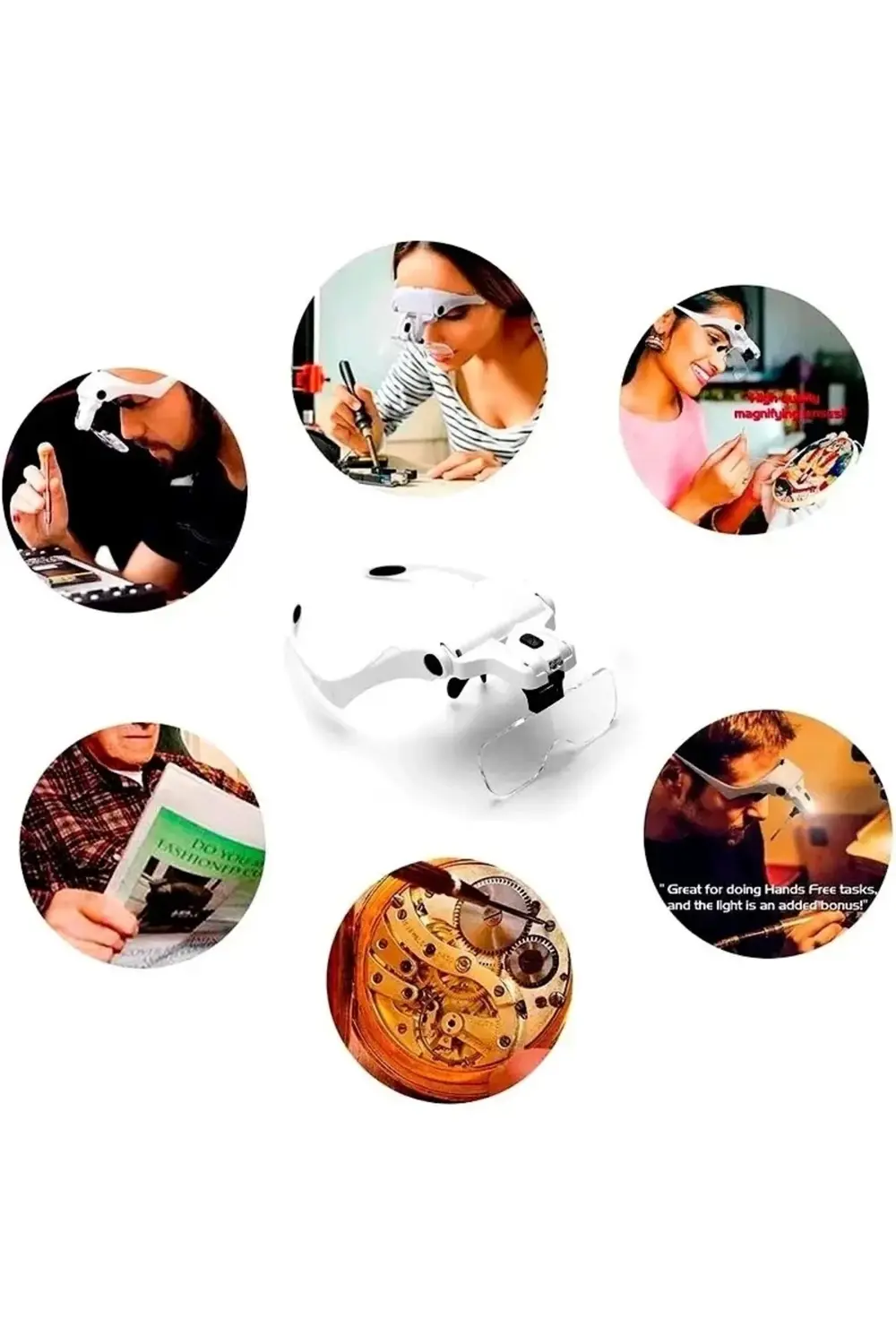 Şarjlı Gözlük Büyüteç Çalışma Büyüteci 5 Lensli 9892b2c