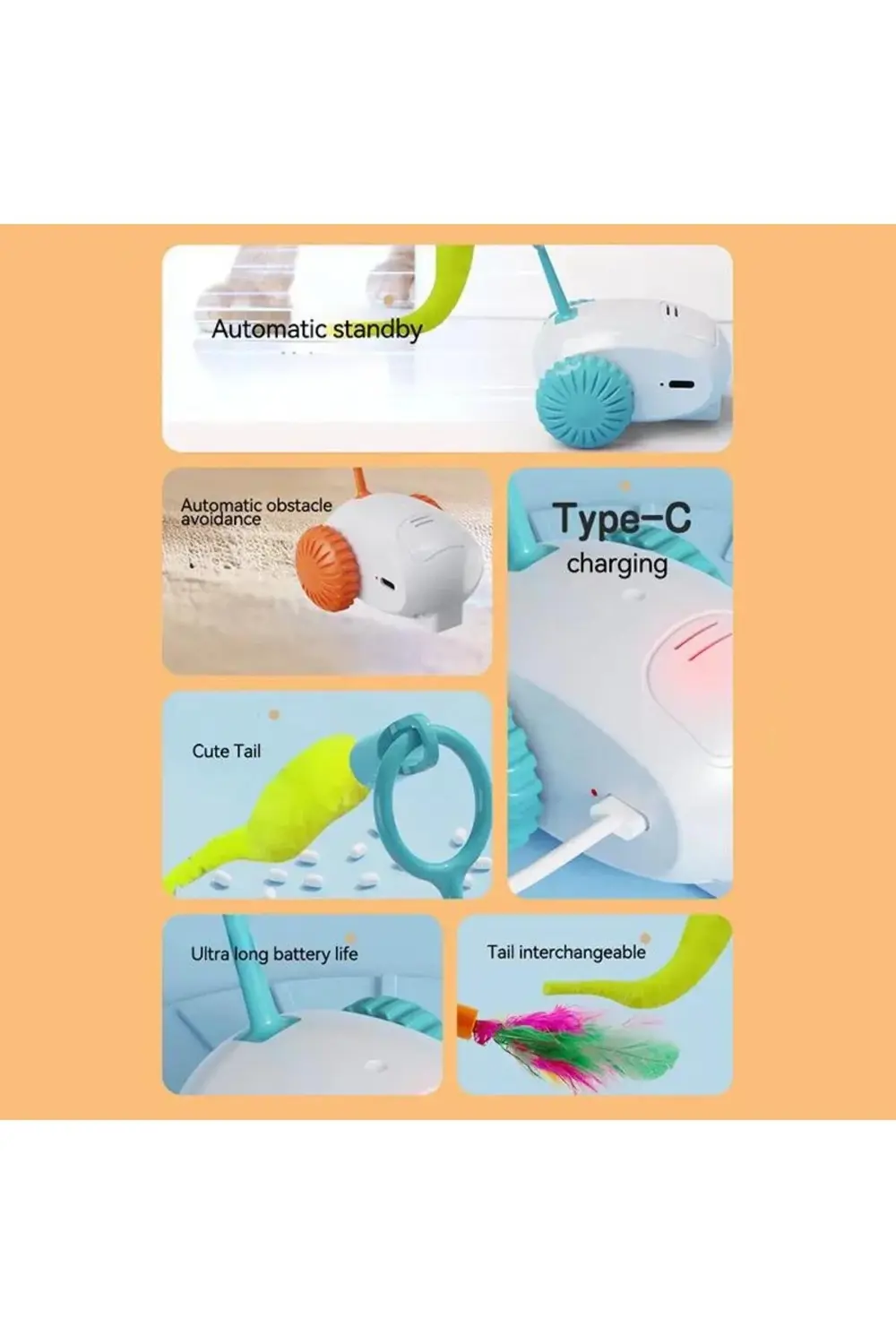 Şarjlı Hareketli Araba Kedi Oyuncağı 8cm - Gerçekçi ve Dayanıklı