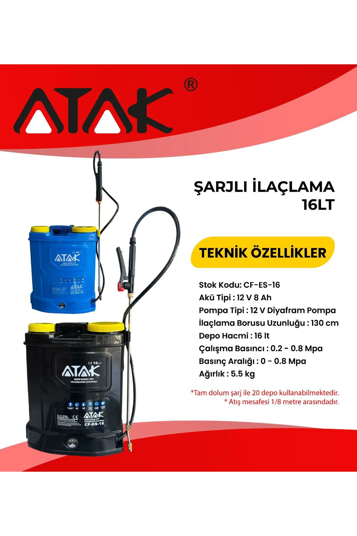 ŞARJLI İLAÇLAMA 16LT