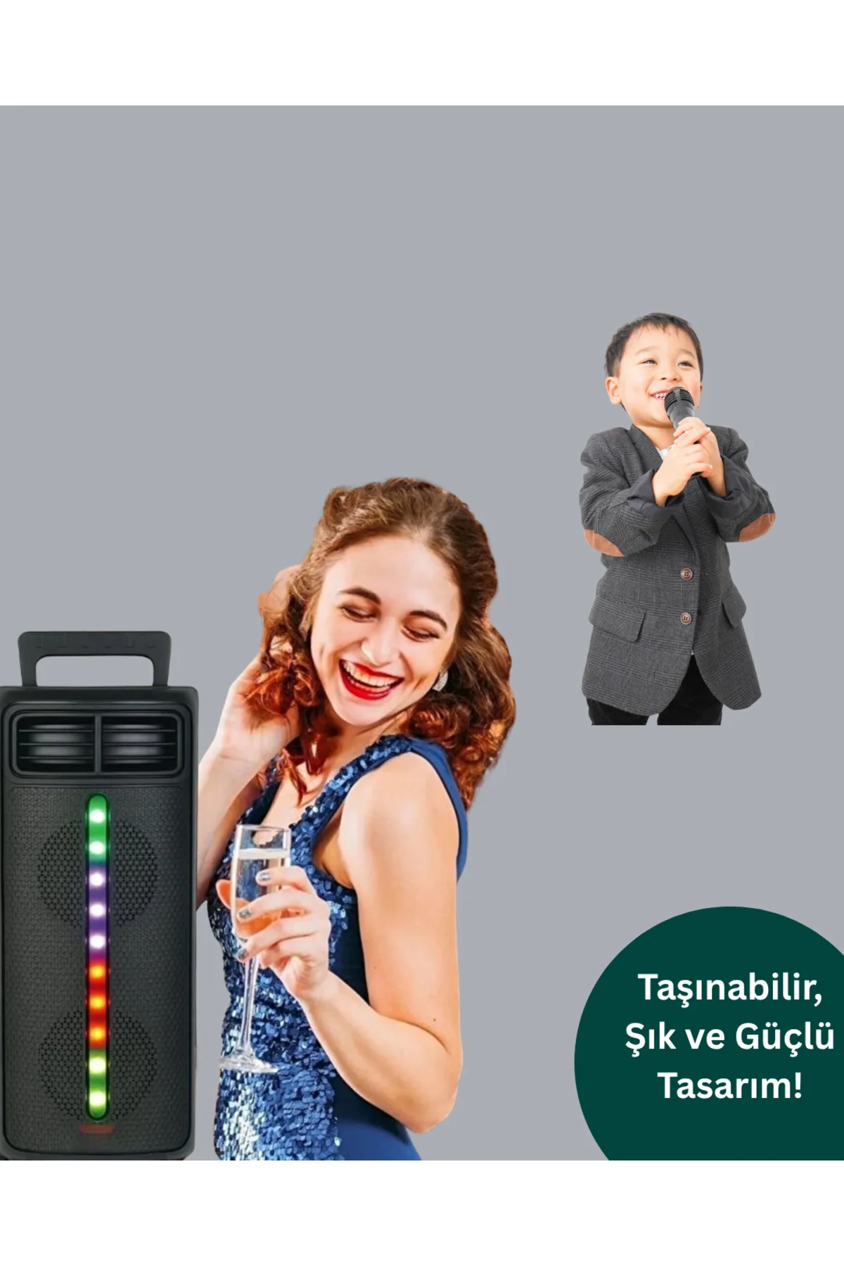 Şarjlı Işıklı Bluetooth Hoparlör | USB, AUX, TF Kart ve Radyo Destekli