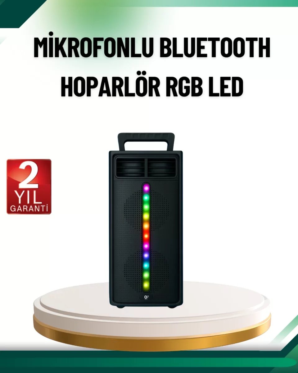 Şarjlı Işıklı Bluetooth Hoparlör | USB, AUX, TF Kart ve Radyo Destekli - Lisinya