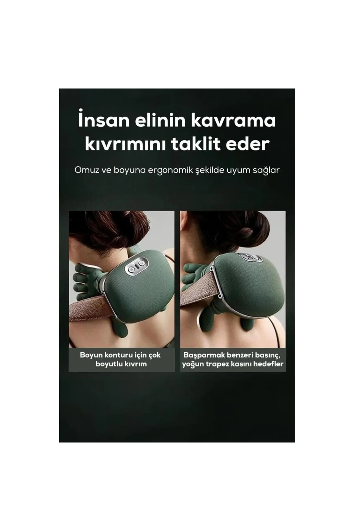 Şarjlı Isıtmalı El Hissi Boyun ve Sırt Masaj Cihazı Taşınabilir Rahat Evde Kullanım