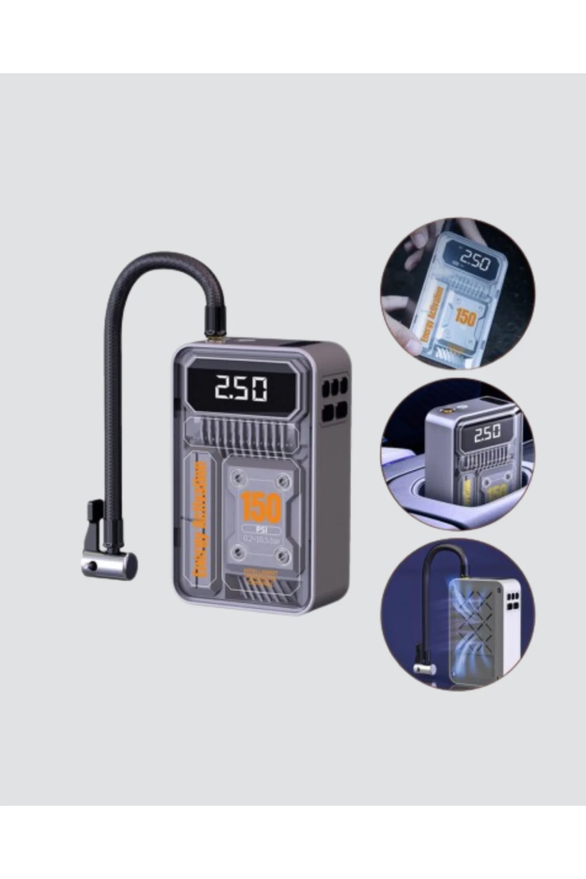 Şarjlı Kablosuz Hava Pompası – 150 PSI Basınç, LED Ekran ve 6000m